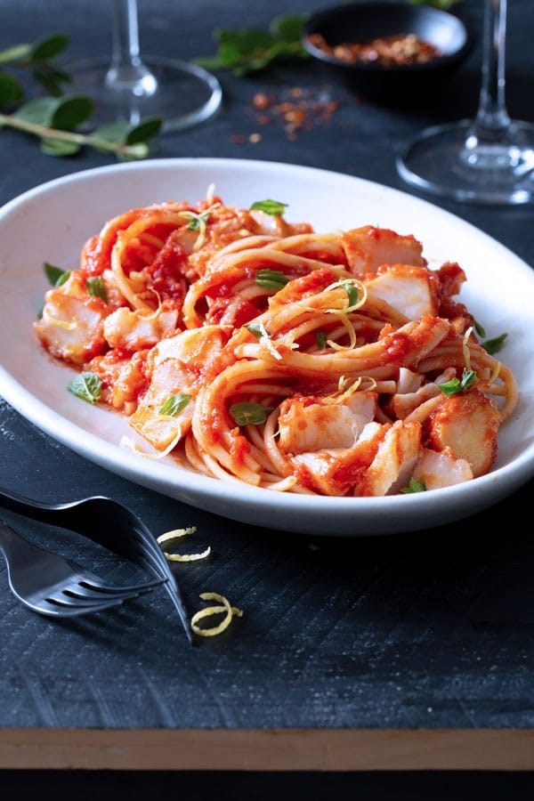 Baccala Tomato Sauce With Linguine
