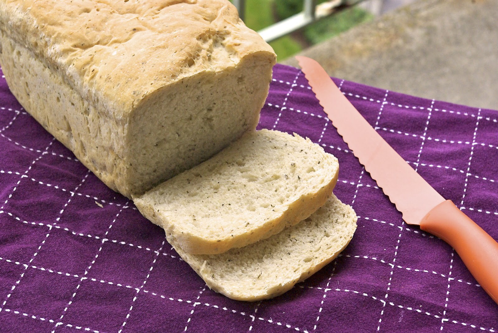 Bread Machine Garlic Herb Bread
