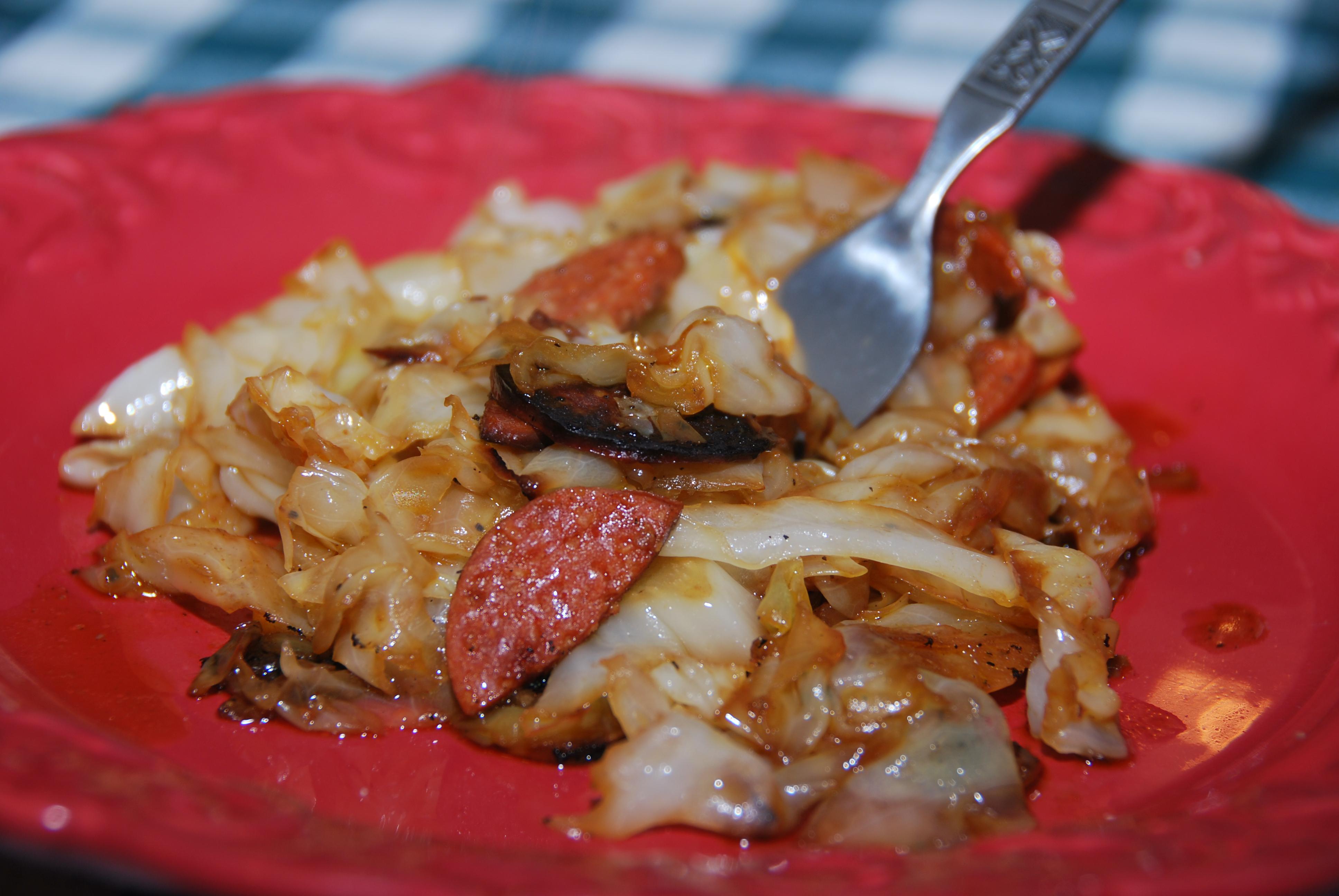 Cabbage with Pepperoni
