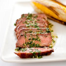Charcoal-Grilled Argentine Steaks with Chimichurri Sauce
