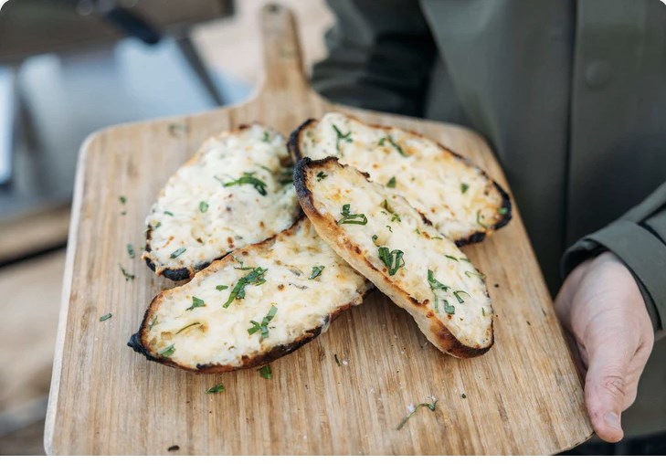 Cheesy Garlic Bread in Pizza Oven
