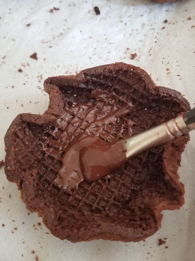Chocolate Waffle Bowl with Raspberry Cream
