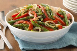 Green Beans with Red Peppers and Onions

