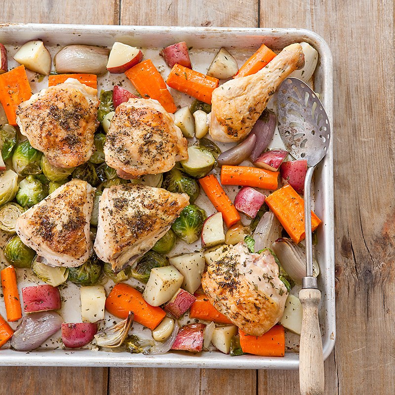 One-Pan Roast Chicken with Root Vegetables
