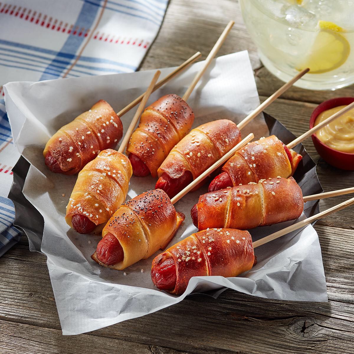 Pretzel Dogs with Honey Mustard Sauce

