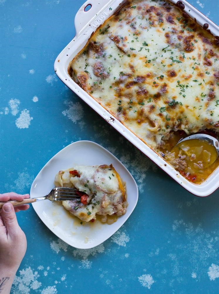 Sausage Potato Casserole with Roasted Red Peppers

