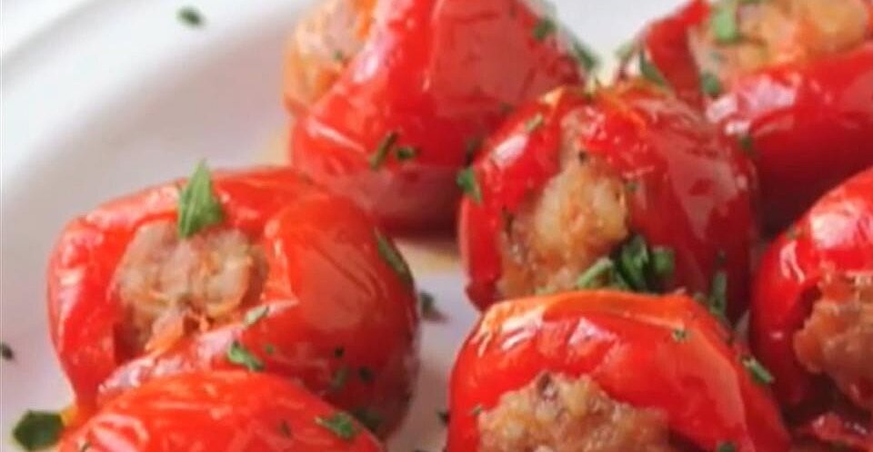 Sausage-Stuffed Cherry Pepper Poppers
