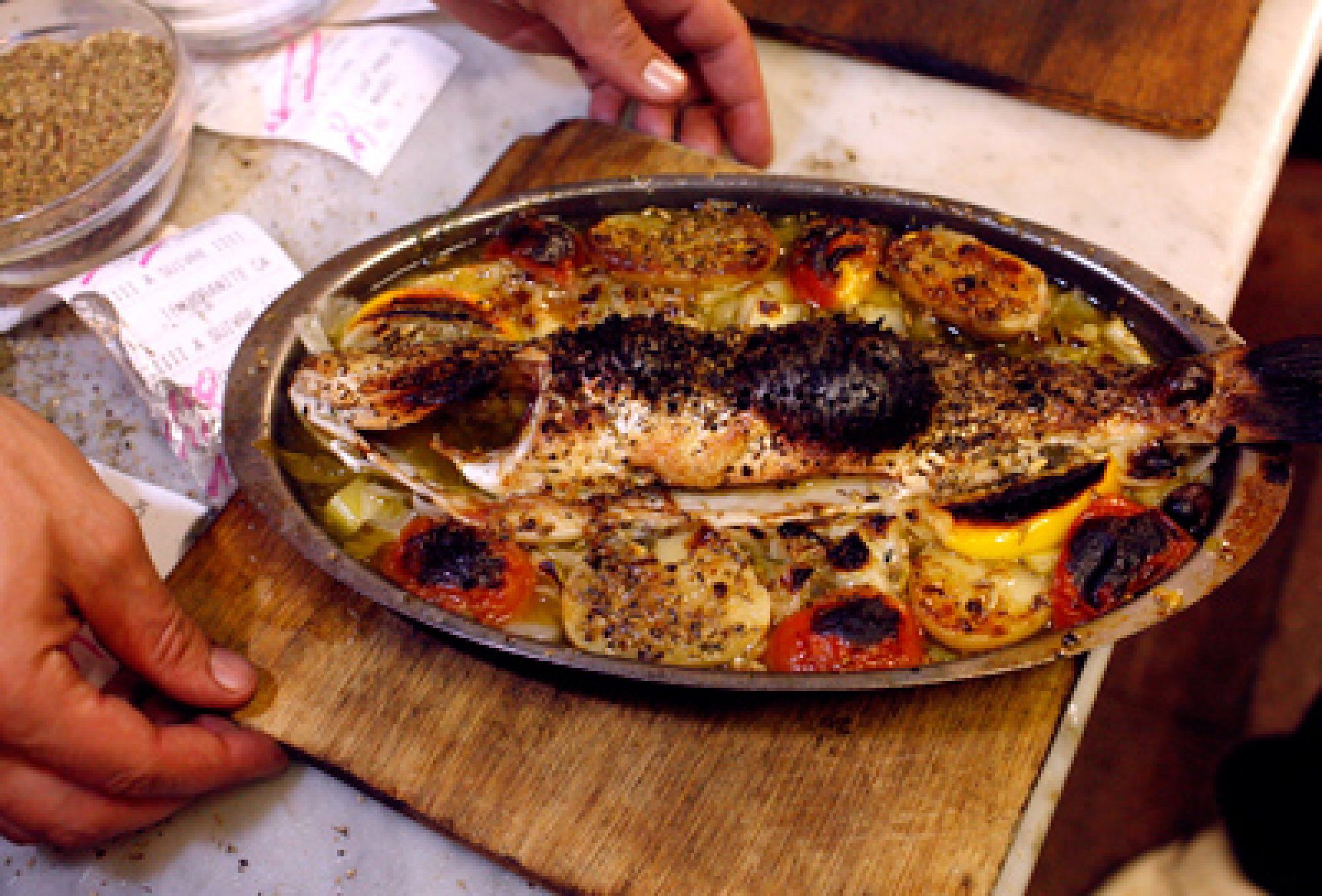 Snapper with Fennel, Onion and Tomato
