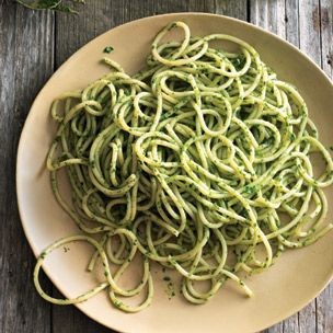 Spaghetti with Arugula-Mint Pesto
