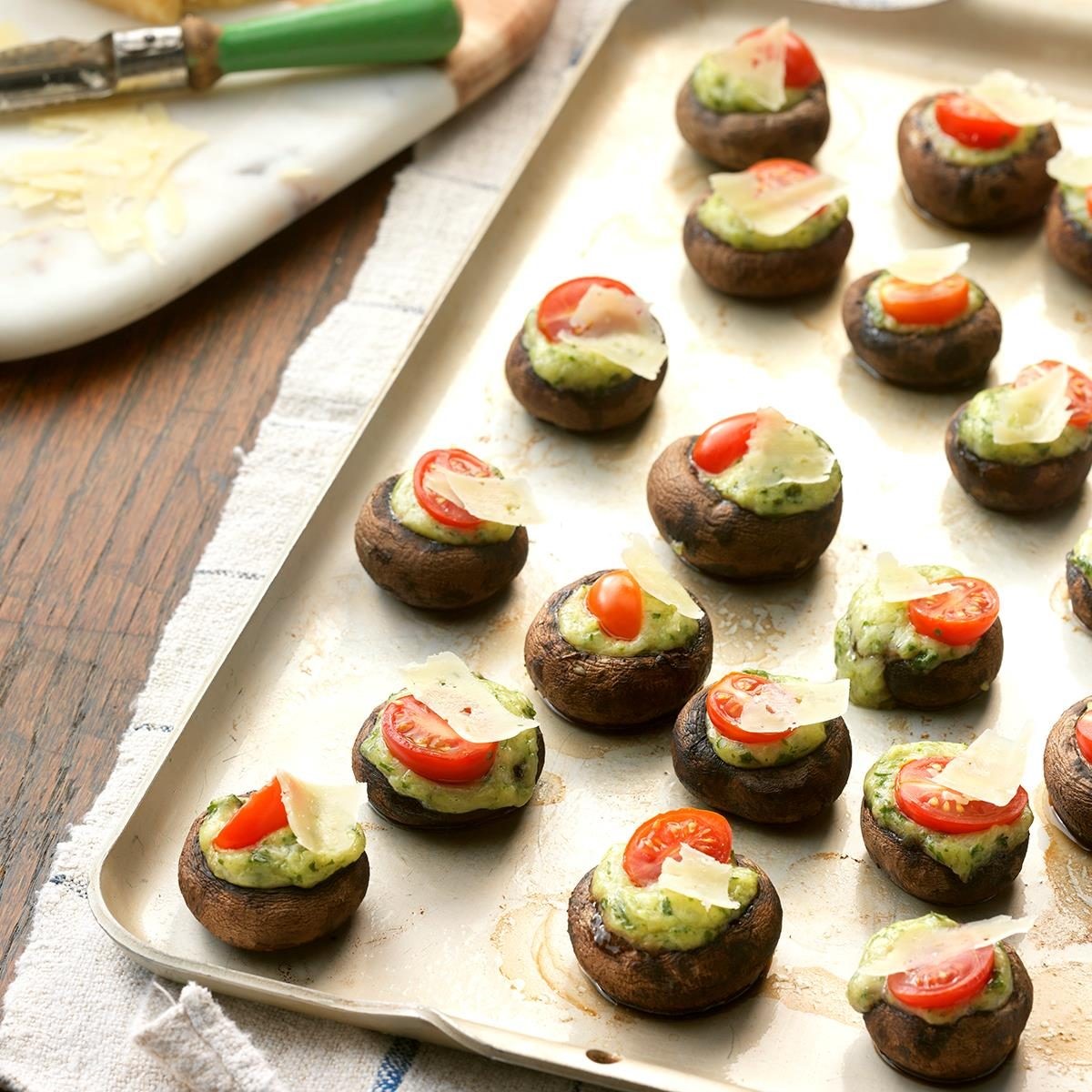 Stuffed Asiago-Basil Mushrooms
