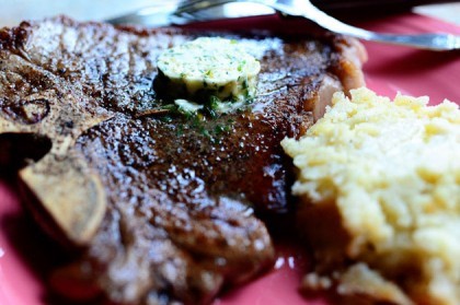 T-Bone Steaks with Hotel Butter
