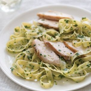 Tagliatelle with Cilantro Pesto and Chicken
