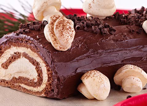 Yule Log And Meringue Mushrooms
